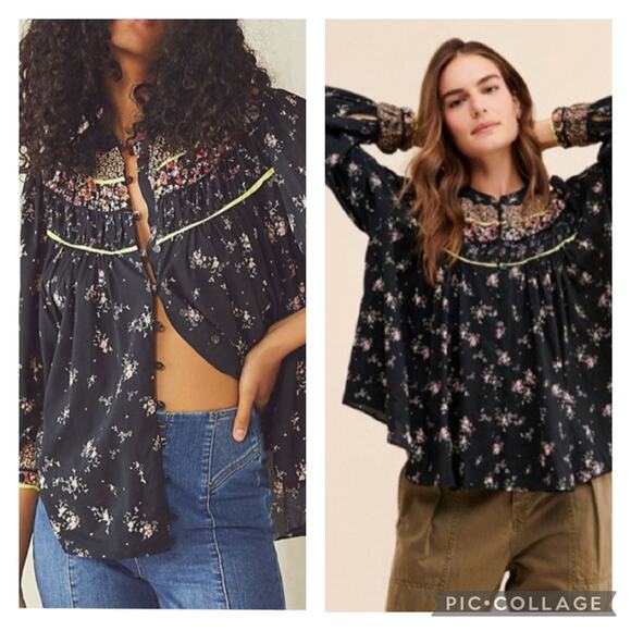 Free People Tops - Free People Paloma Floral Boho Top Cotton Size Small NEW